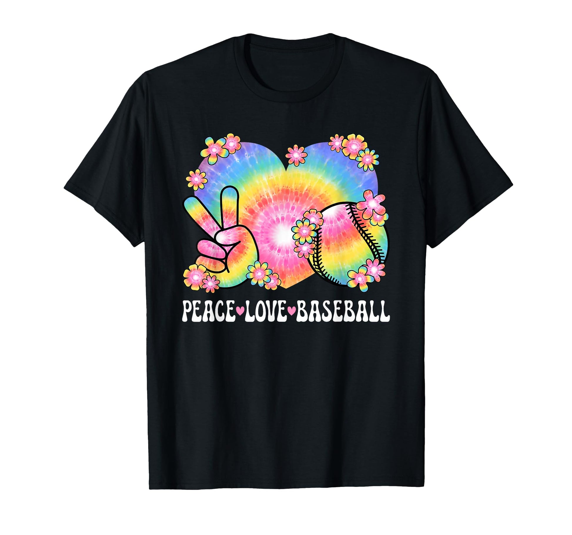 Peace Love Baseball Lover 60S 70S T-Shirt - Unique Graphic Men Women - T-Shirt, Sweatshirt, Hoodie