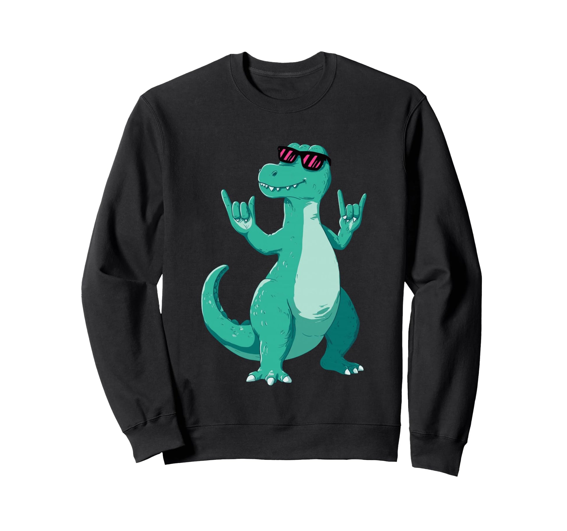 T Rex Dinosaur Double Rock Signs Sweatshirt - Custom Art Print Men Women - T-Shirt, Sweatshirt, Hoodie