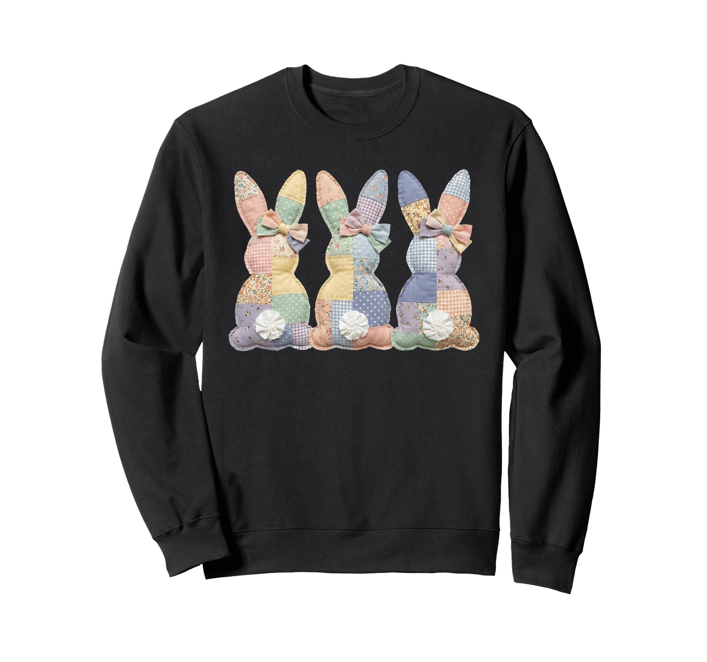 Easter Patchwork Bunny Bunny Sweatshirt - Aesthetic Graphic Men Women - T-Shirt, Sweatshirt, Hoodie