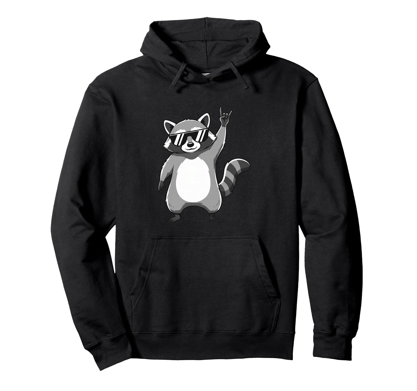 Raccoon Rocking Out Music Gift Hoodie - Fun Novelty Design for Adults - T-Shirt, Sweatshirt, Hoodie