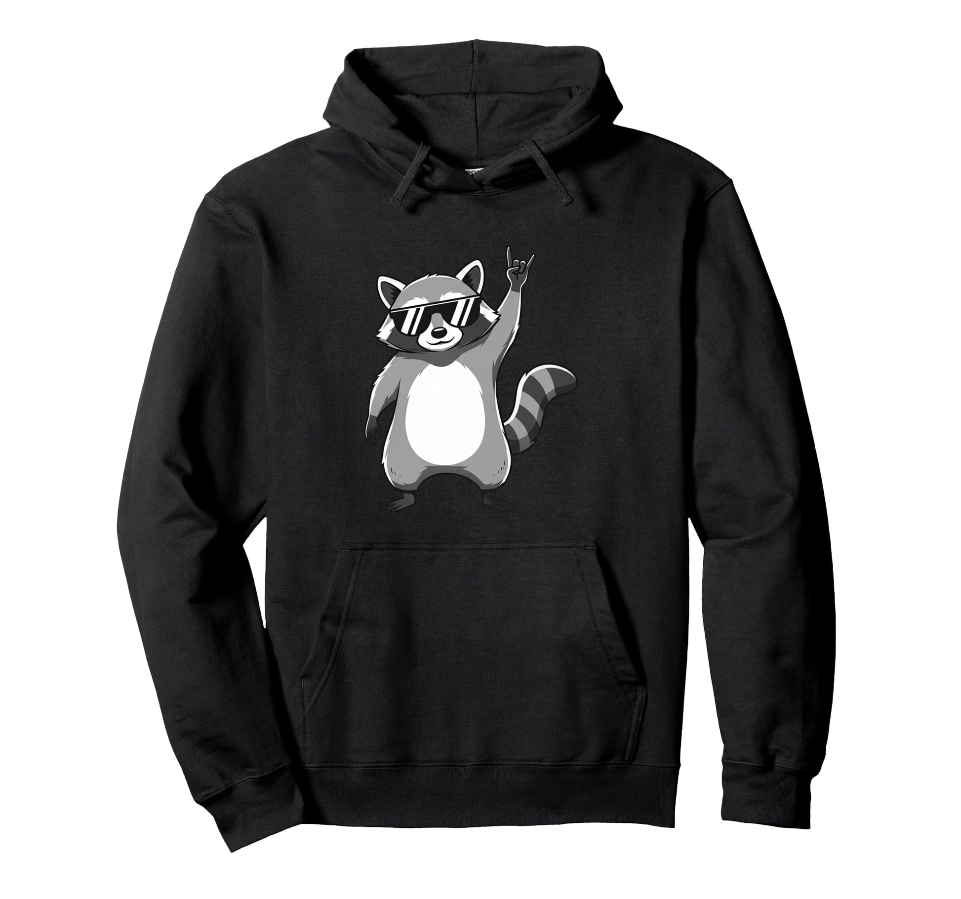 Raccoon Rocking Out Music Gift Hoodie - Fun Novelty Design for Adults - T-Shirt, Sweatshirt, Hoodie