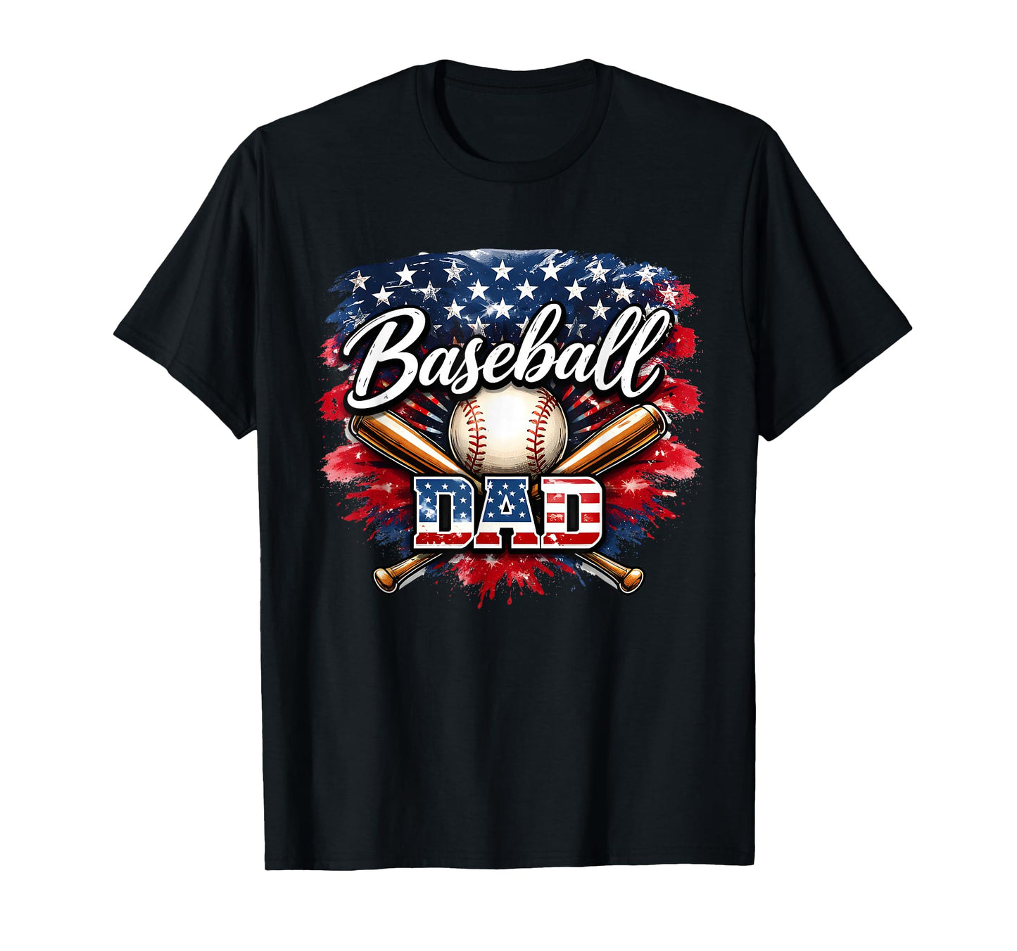 Baseball Dad American Flag Baseball T-Shirt - Custom Art Print Unisex - T-Shirt, Sweatshirt, Hoodie