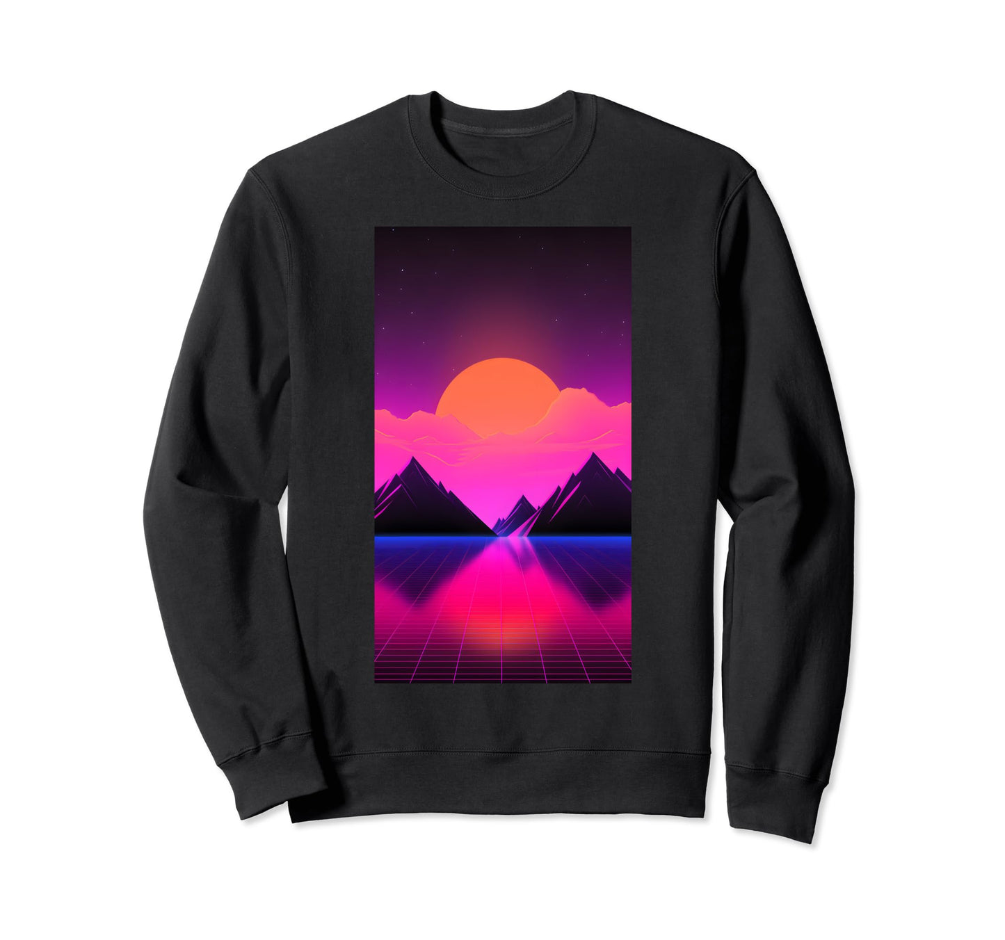 Synthwave Landscape Retrowave 80S Sweatshirt - Casual Everyday Wear Unisex - T-Shirt, Sweatshirt, Hoodie