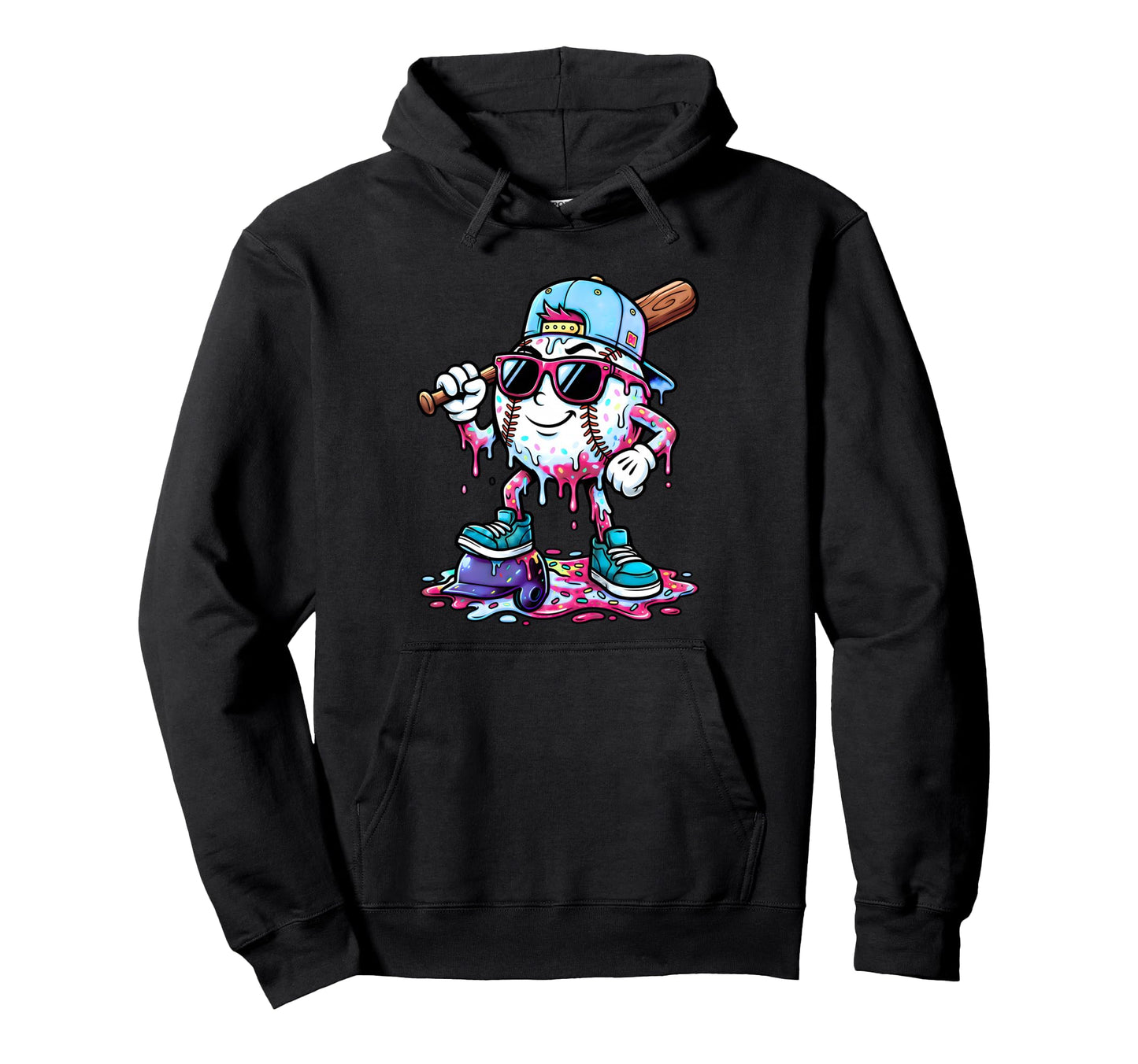 Baseball Drip Ice Cream Drip Baseball Hoodie - Casual Everyday Wear Unisex - T-Shirt, Sweatshirt, Hoodie