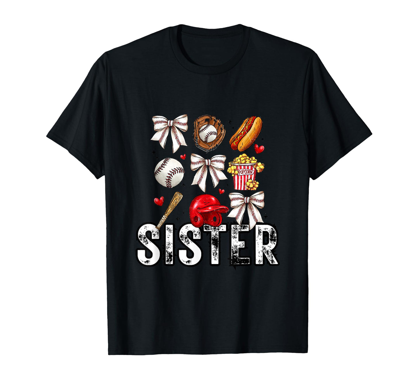 Baseball Bow Sister T-Shirt - Minimalist Print Men Women - T-Shirt, Sweatshirt, Hoodie