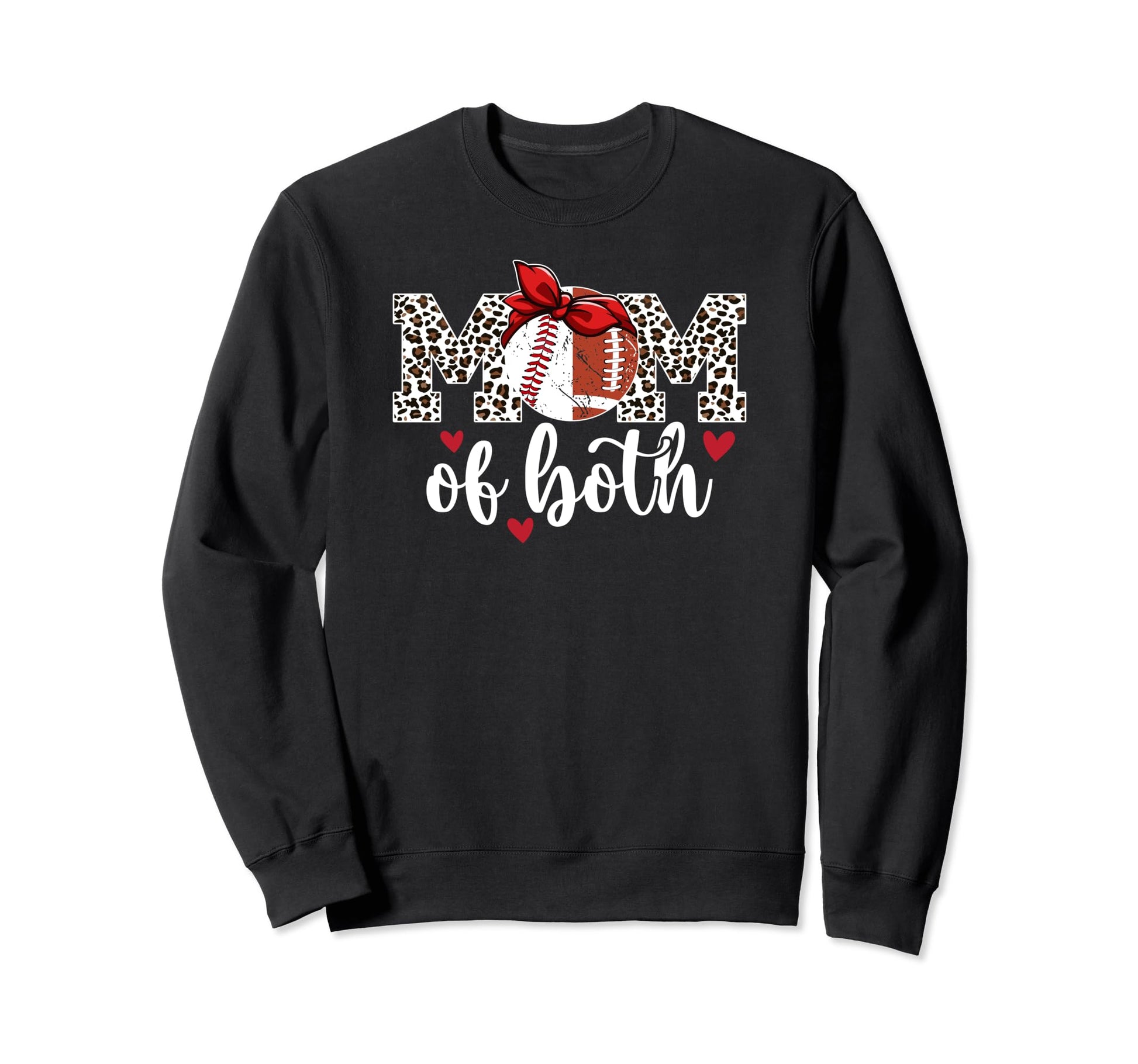 Mom Both Leopard Football Sweatshirt - Casual Everyday Wear for Adults - T-Shirt, Sweatshirt, Hoodie