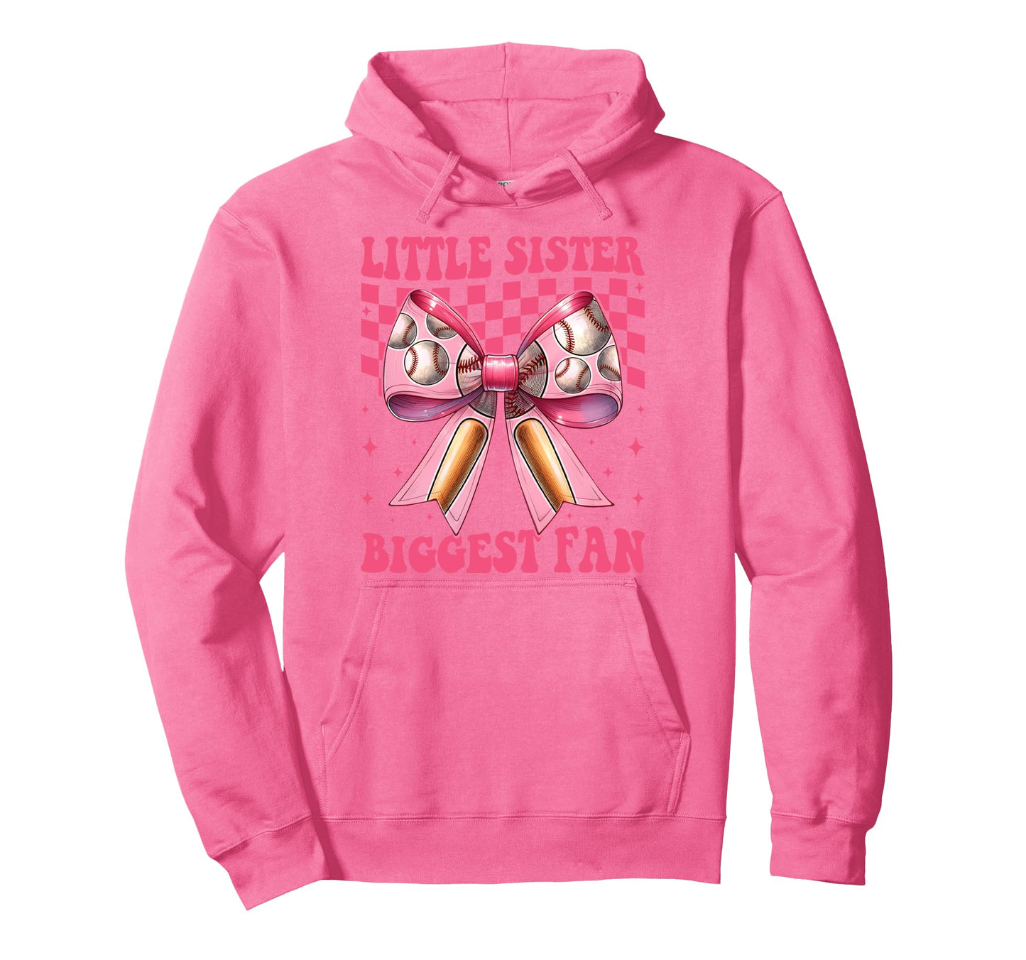 Baseball Sister Coquette Bow Little Hoodie - Casual Everyday Wear Unisex - T-Shirt, Sweatshirt, Hoodie
