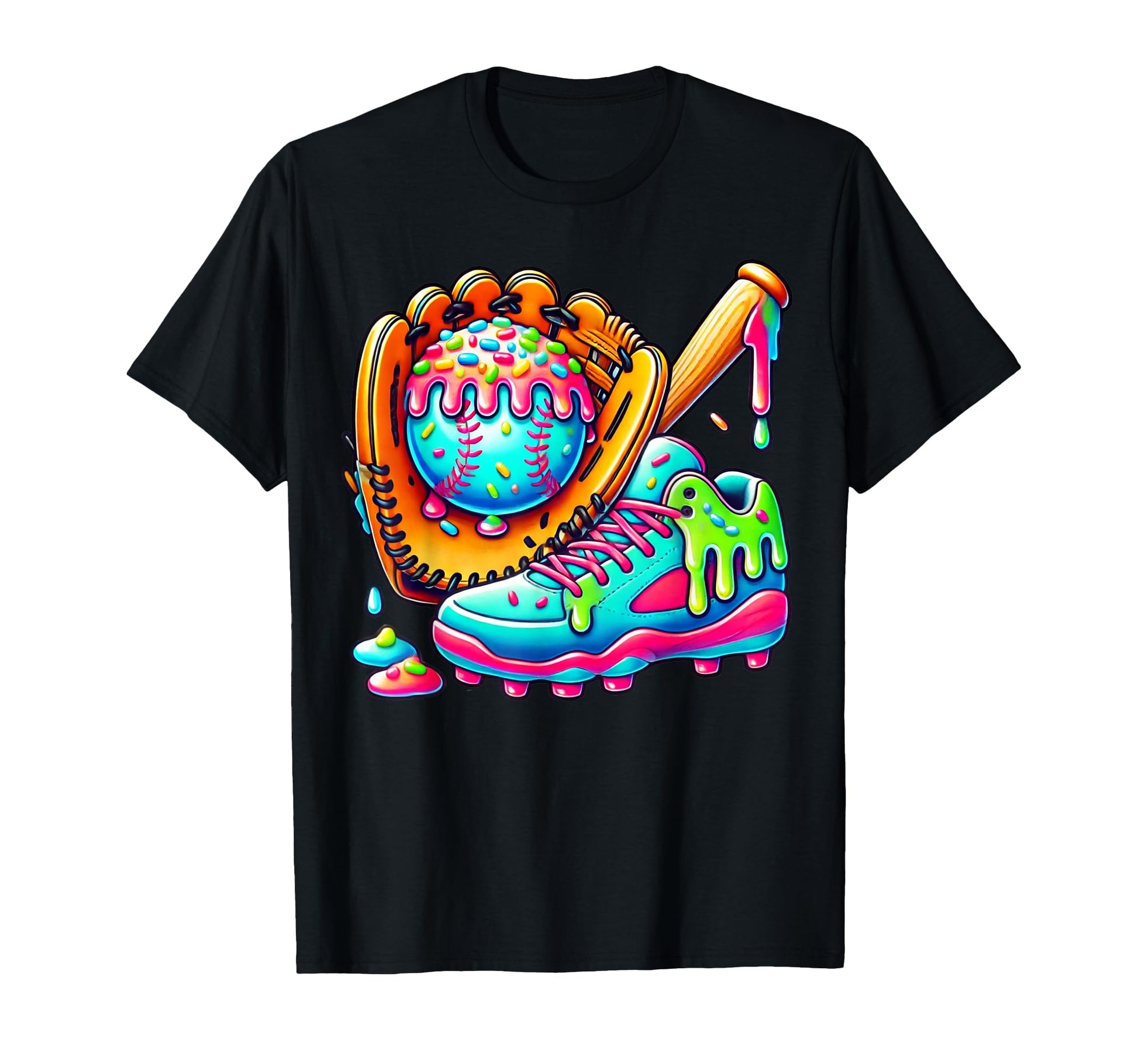 Ice Cream Drip Baseball Stuff T-Shirt - Custom Art Print Men Women - T-Shirt, Sweatshirt, Hoodie
