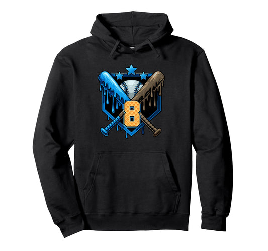 8Th Birthday Baseball Drip Number 8 Ice Hoodie - Fun Novelty Design Unisex - T-Shirt, Sweatshirt, Hoodie
