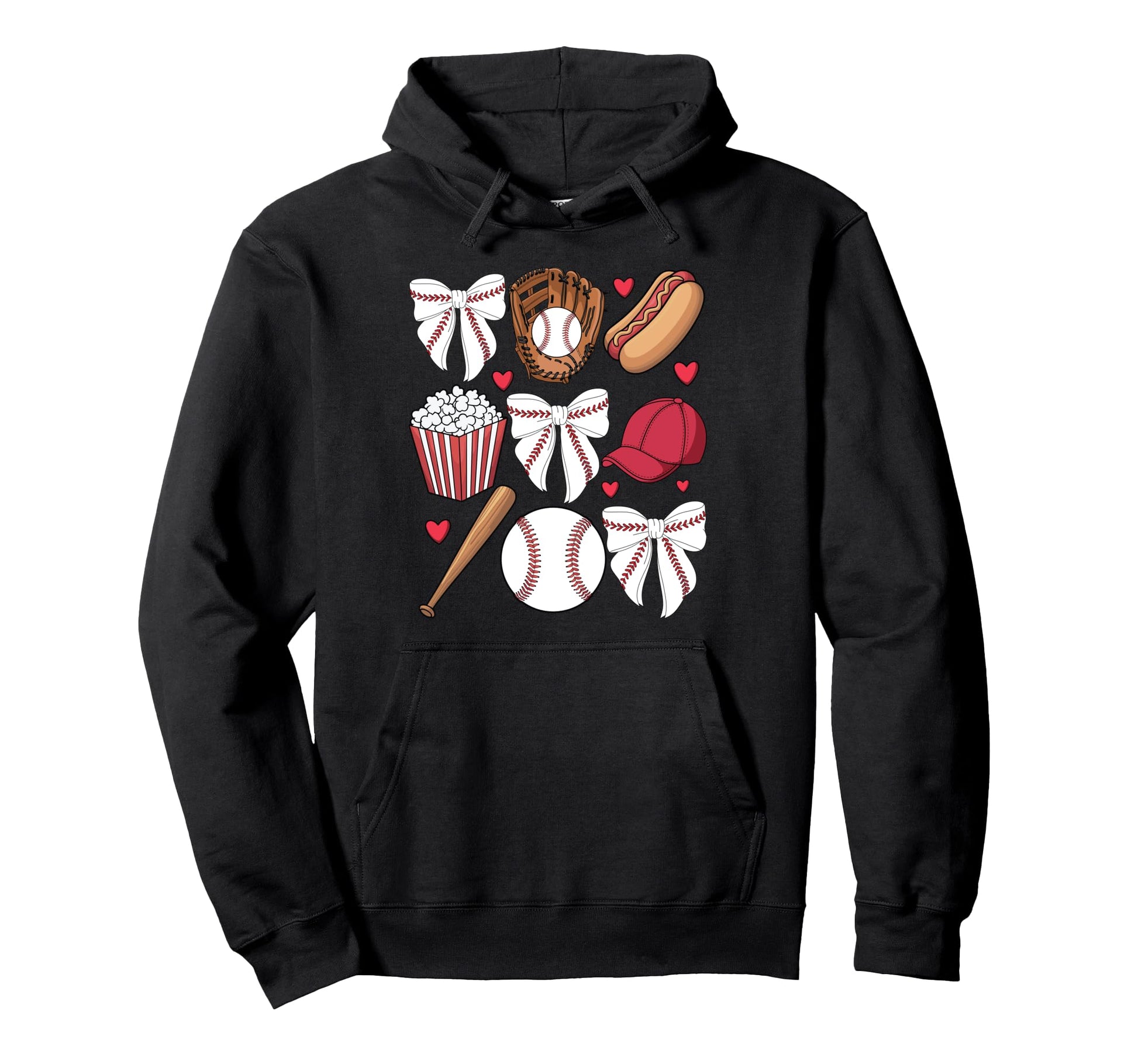 Baseball Coquette Bow Baseball Mom Game Day Hoodie - Novelty Apparel Unisex - T-Shirt, Sweatshirt, Hoodie