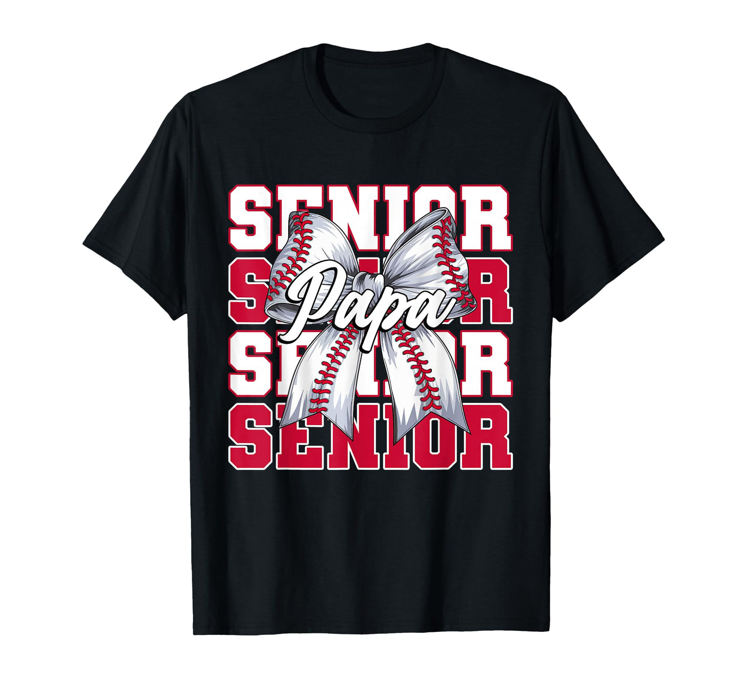 Baseball Papa Senior 2026 Coquette Bow T-Shirt - Graphic Print Men Women - T-Shirt, Sweatshirt, Hoodie