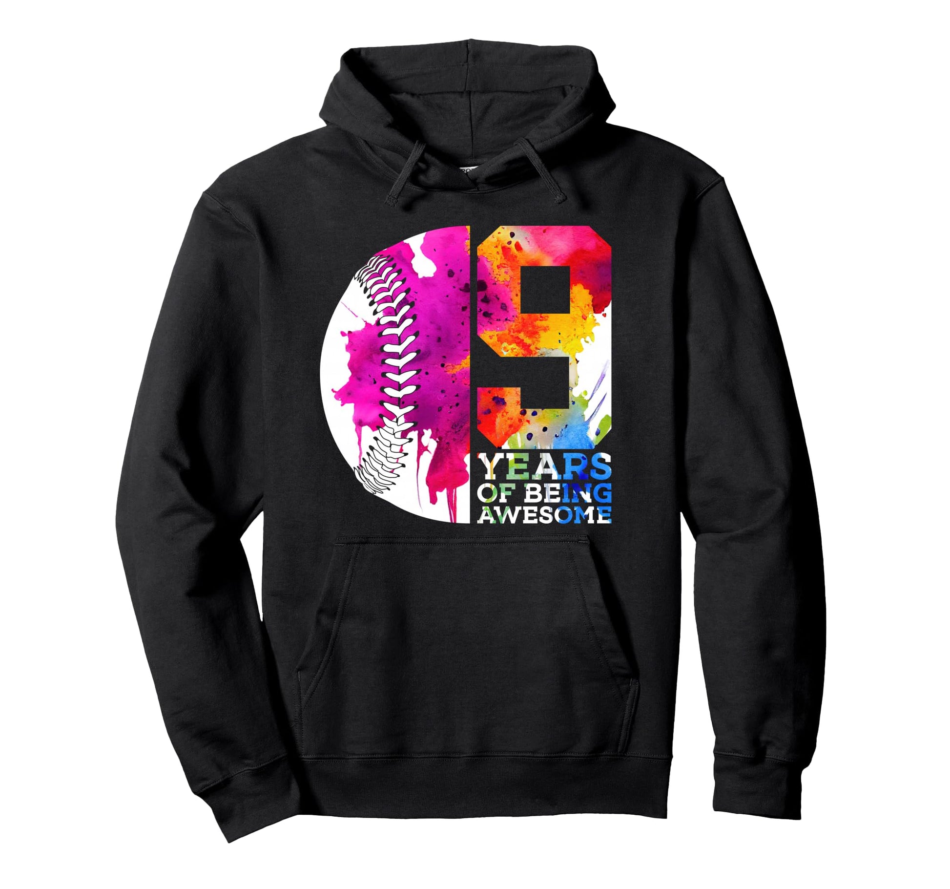 9 Years Being Awesome Baseball 9Th Hoodie - Graphic Print Men Women - T-Shirt, Sweatshirt, Hoodie