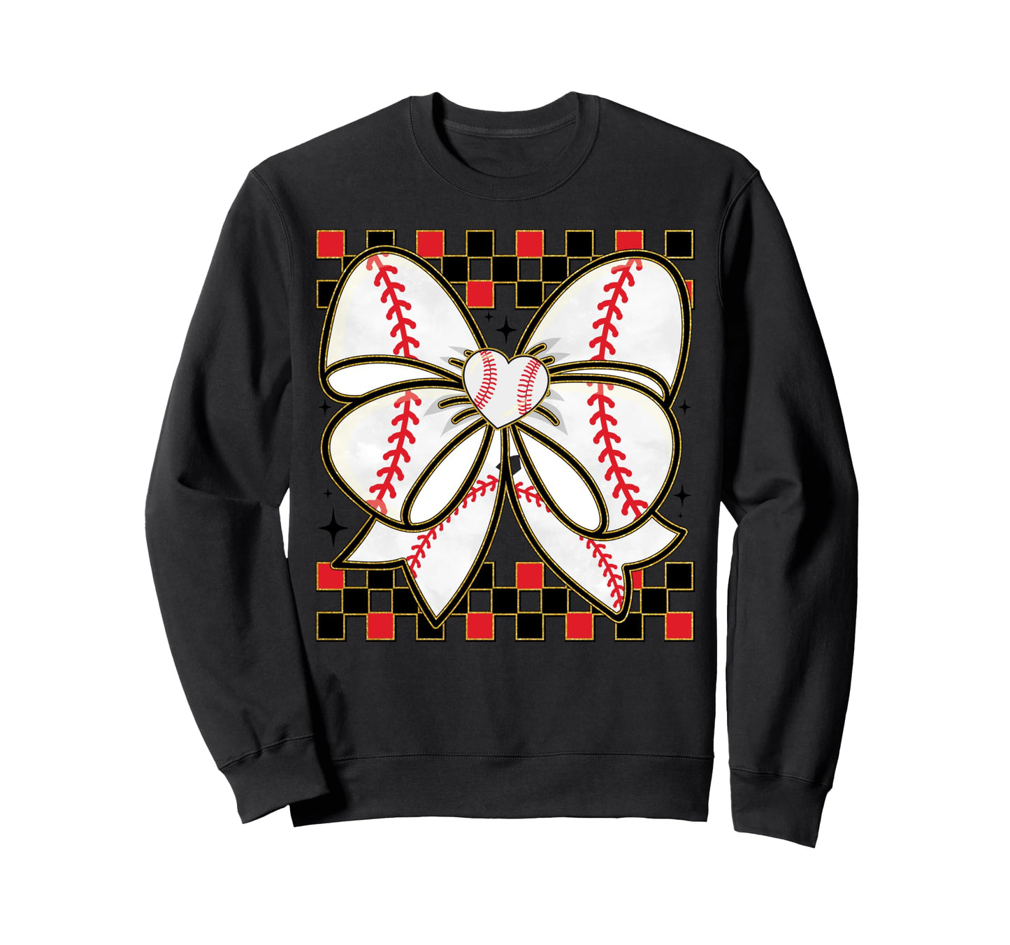 Baseball Heart Bow Ribbon Sweatshirt - Streetwear Style for Adults - T-Shirt, Sweatshirt, Hoodie