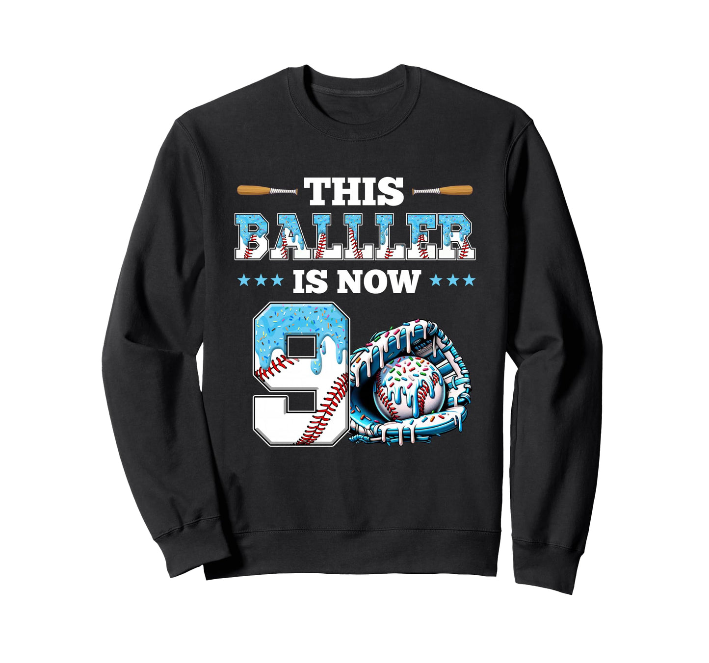 Baseball Drip 9Th Birthday Party Sport Sweatshirt - Novelty Apparel Unisex - T-Shirt, Sweatshirt, Hoodie