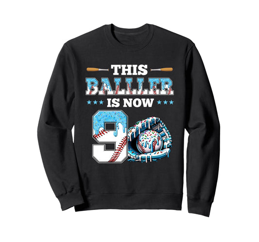 Baseball Drip 9Th Birthday Party Sport Sweatshirt - Novelty Apparel Unisex - T-Shirt, Sweatshirt, Hoodie