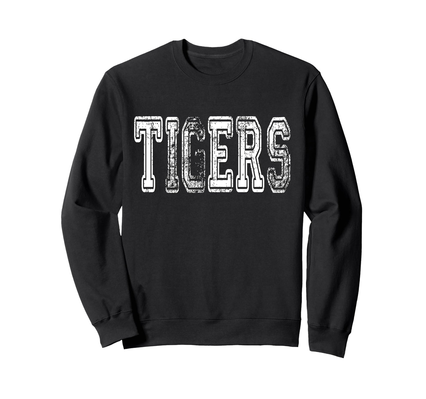 Tigers Mascot Distressed School Sweatshirt - Aesthetic Graphic Unisex - T-Shirt, Sweatshirt, Hoodie