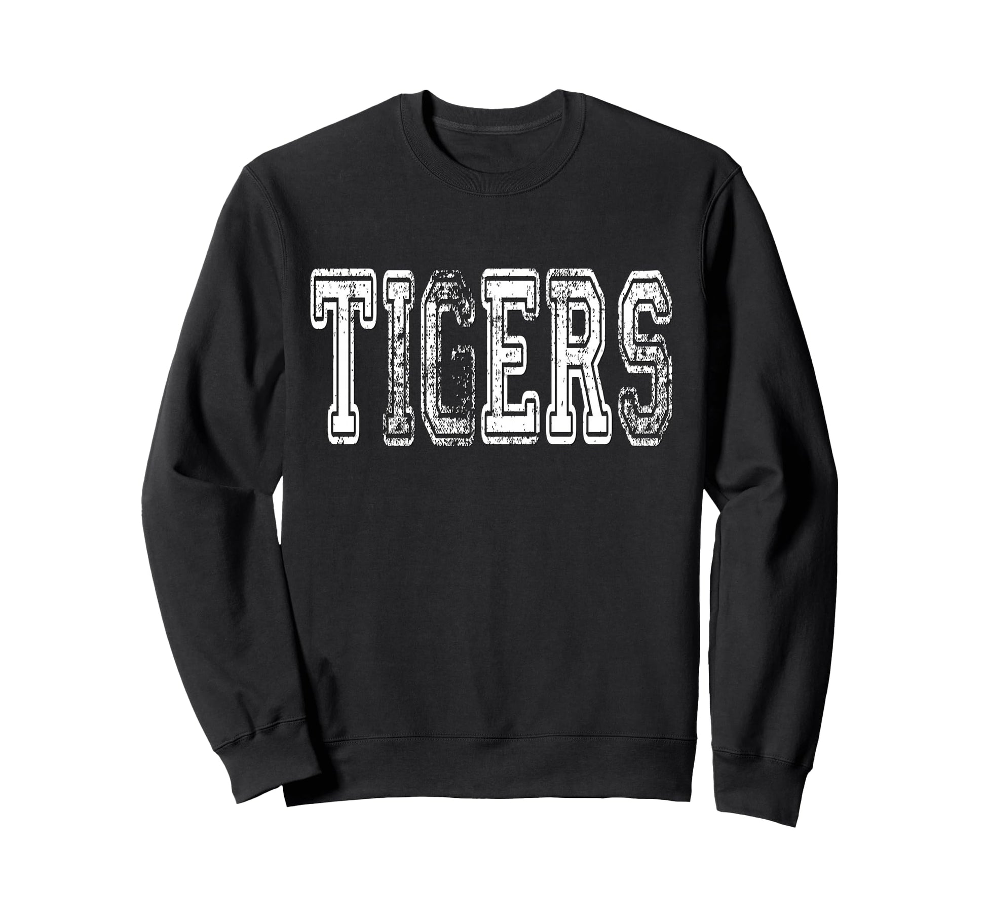Tigers Mascot Distressed School Sweatshirt - Aesthetic Graphic Unisex - T-Shirt, Sweatshirt, Hoodie