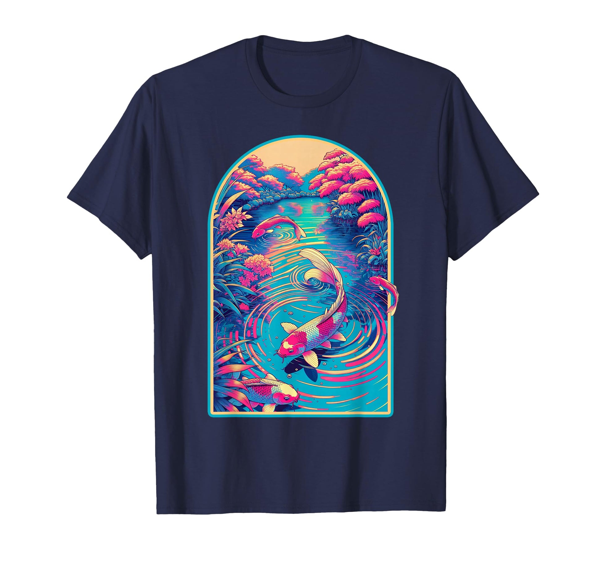 Japanese Koi Fish Synthwave Outrun T-Shirt - Minimalist Print for Adults - T-Shirt, Sweatshirt, Hoodie