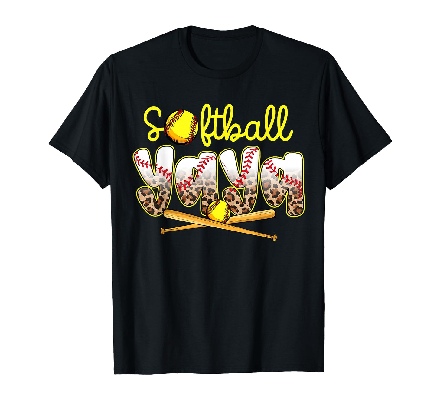 Softball Yaya Leopard Mothers Day T-Shirt - Custom Art Print Unisex - T-Shirt, Sweatshirt, Hoodie