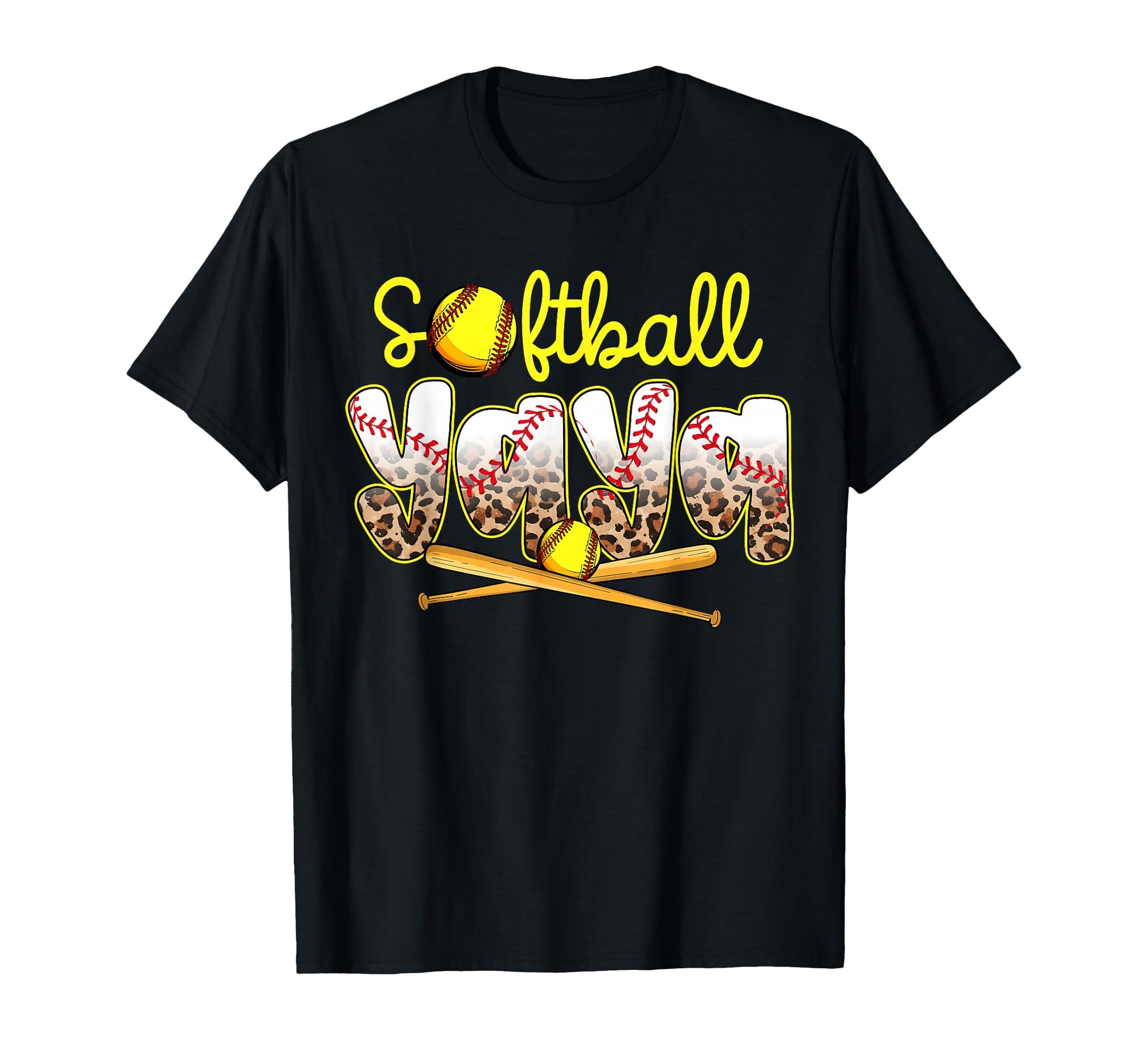 Softball Yaya Leopard Mothers Day T-Shirt - Custom Art Print Unisex - T-Shirt, Sweatshirt, Hoodie