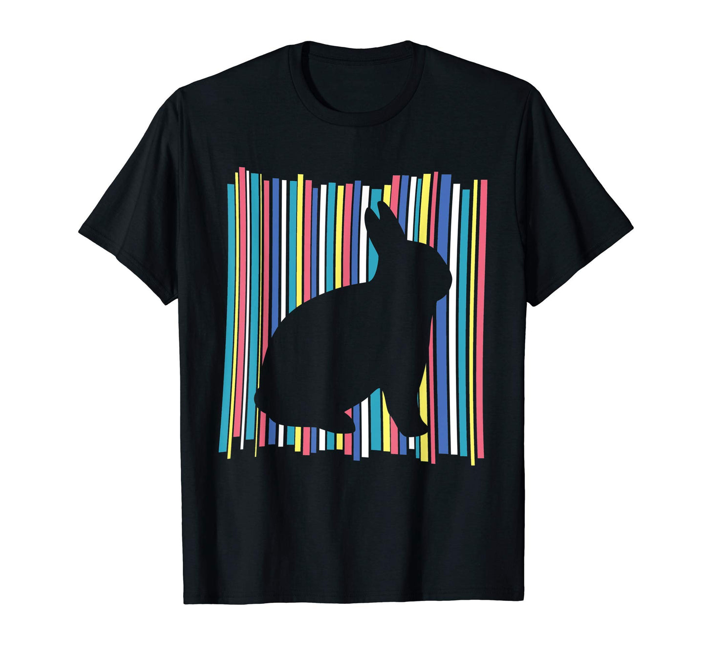 Rabbit Pastel Rainbow Striped T-Shirt - Aesthetic Graphic for Adults - T-Shirt, Sweatshirt, Hoodie