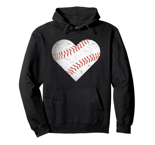 Baseball Heart Baseball Love Hoodie - Custom Art Print for Adults - T-Shirt, Sweatshirt, Hoodie