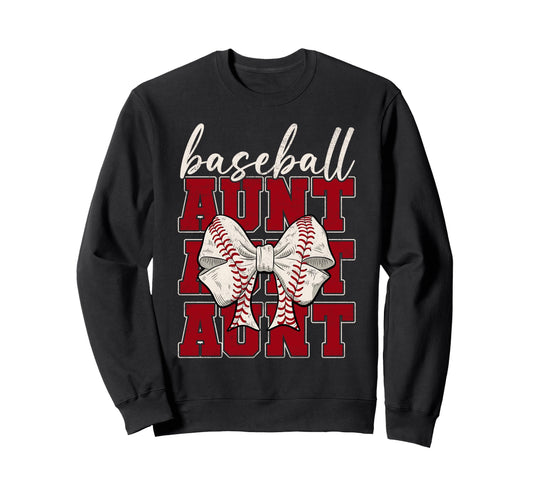 Baseball Aunt Coquette Bow Sport Sweatshirt - Trendy Graphic for Adults - T-Shirt, Sweatshirt, Hoodie