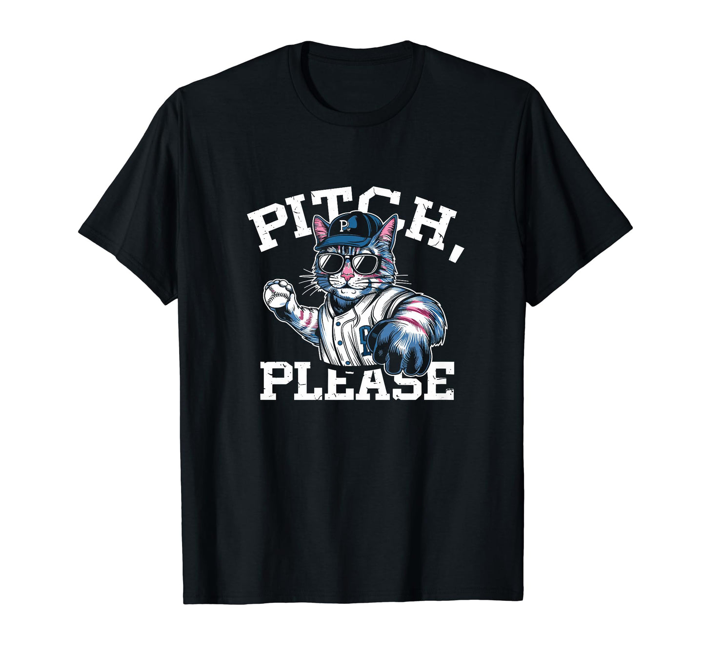 Pitching Baseball Player Cat Pitch T-Shirt - Trendy Graphic for Adults - T-Shirt, Sweatshirt, Hoodie