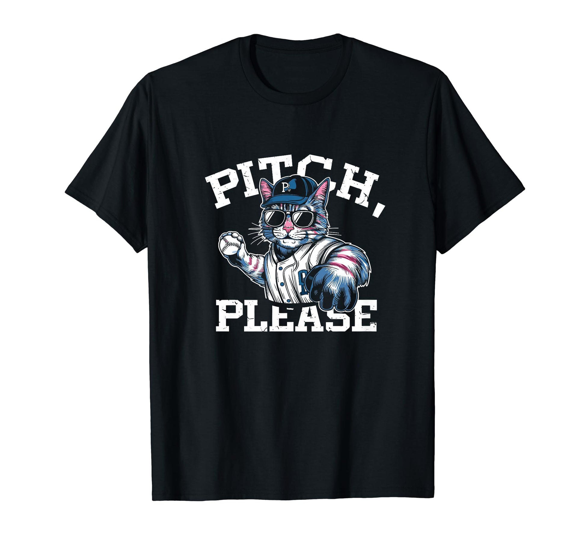 Pitching Baseball Player Cat Pitch T-Shirt - Trendy Graphic for Adults - T-Shirt, Sweatshirt, Hoodie