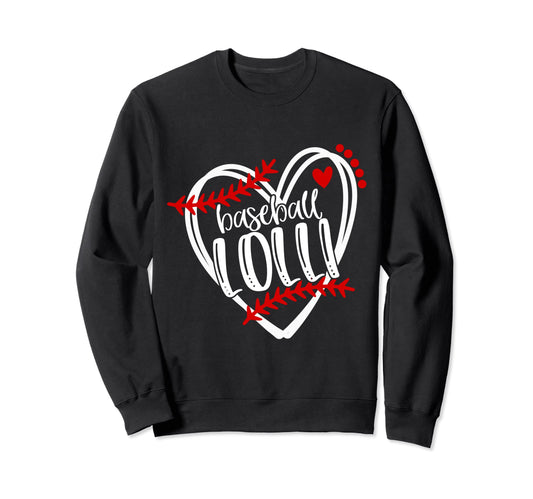 Baseball Lolli Distressed Heart Sweatshirt - Aesthetic Graphic Unisex - T-Shirt, Sweatshirt, Hoodie