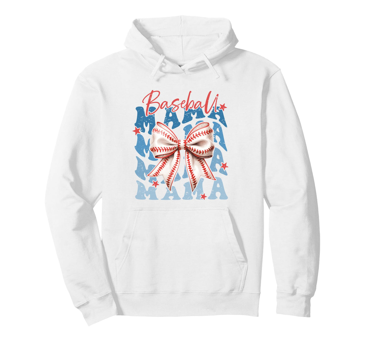 Baseball Mama Bow Stitches Sports Mom Hoodie - Streetwear Style for Adults - T-Shirt, Sweatshirt, Hoodie