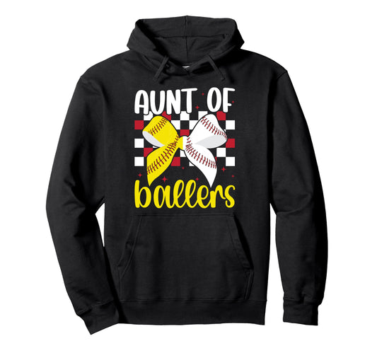 Aunt Ballers Coquette Baseball Softball Aunt Hoodie - Trendy Graphic Unisex - T-Shirt, Sweatshirt, Hoodie