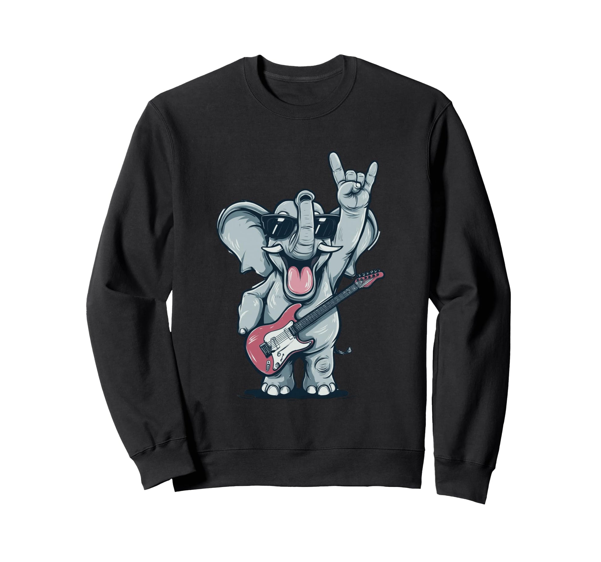 Funny Rock Elephant Guitar Player Shades Sweatshirt - Unique Graphic Unisex - T-Shirt, Sweatshirt, Hoodie