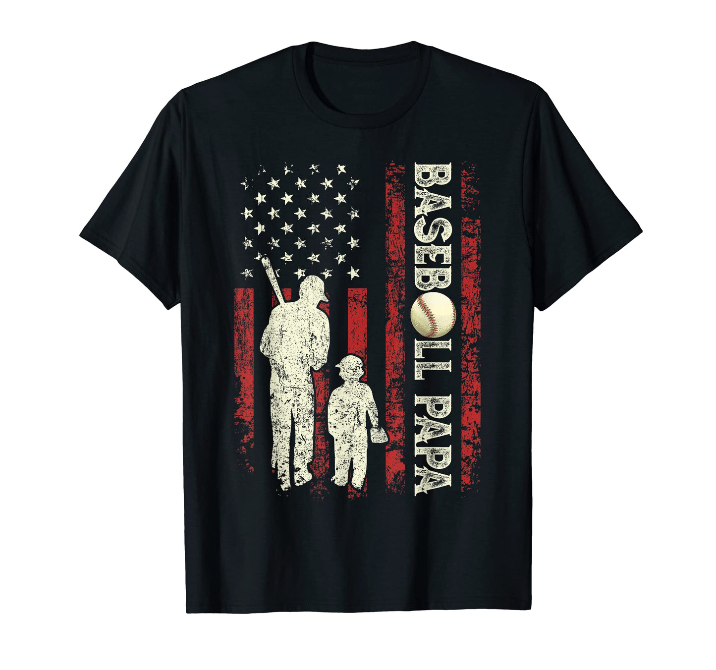 Mens Fathers Day Baseball Papa Usa Flag T-Shirt - Trendy Graphic Men Women - T-Shirt, Sweatshirt, Hoodie