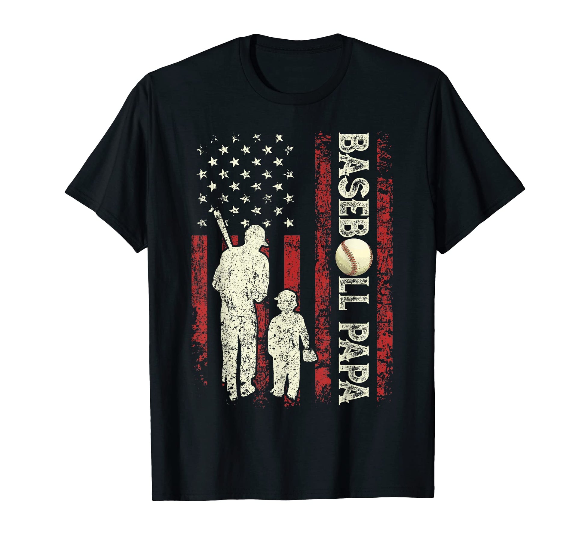 Mens Fathers Day Baseball Papa Usa Flag T-Shirt - Trendy Graphic Men Women - T-Shirt, Sweatshirt, Hoodie