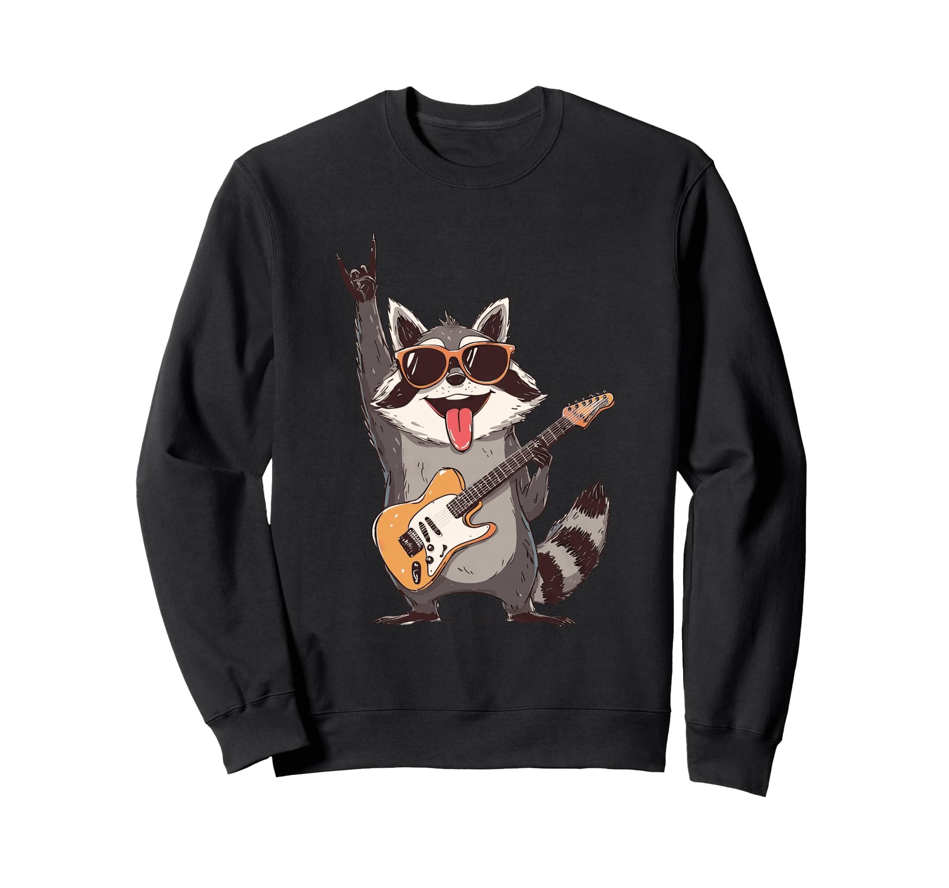 Rocking Raccoon Musician Electric Sweatshirt - Unique Graphic for Adults - T-Shirt, Sweatshirt, Hoodie