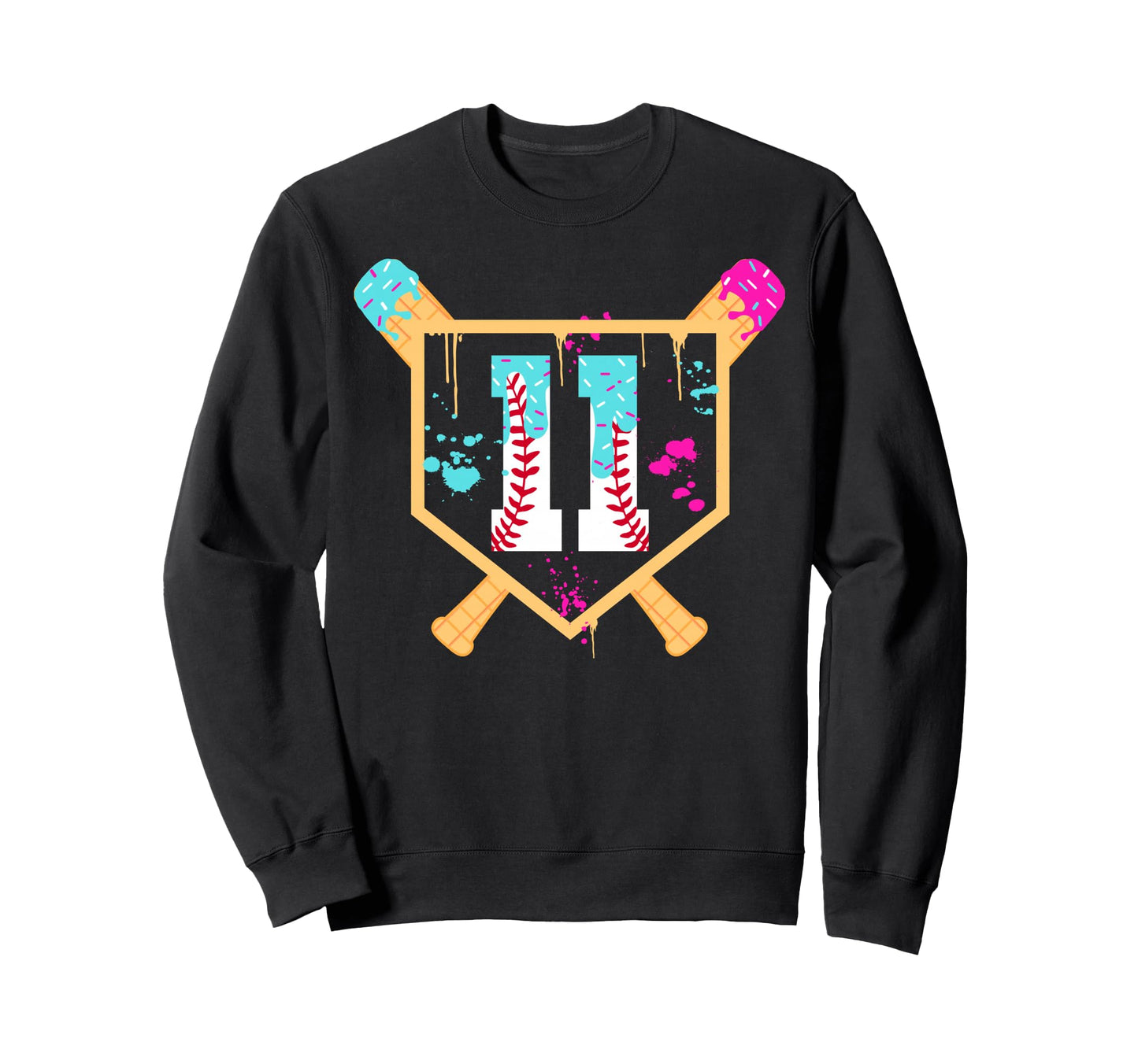 Baseball 11 Year Old Ice Cream Sweatshirt - Casual Everyday Wear Unisex - T-Shirt, Sweatshirt, Hoodie