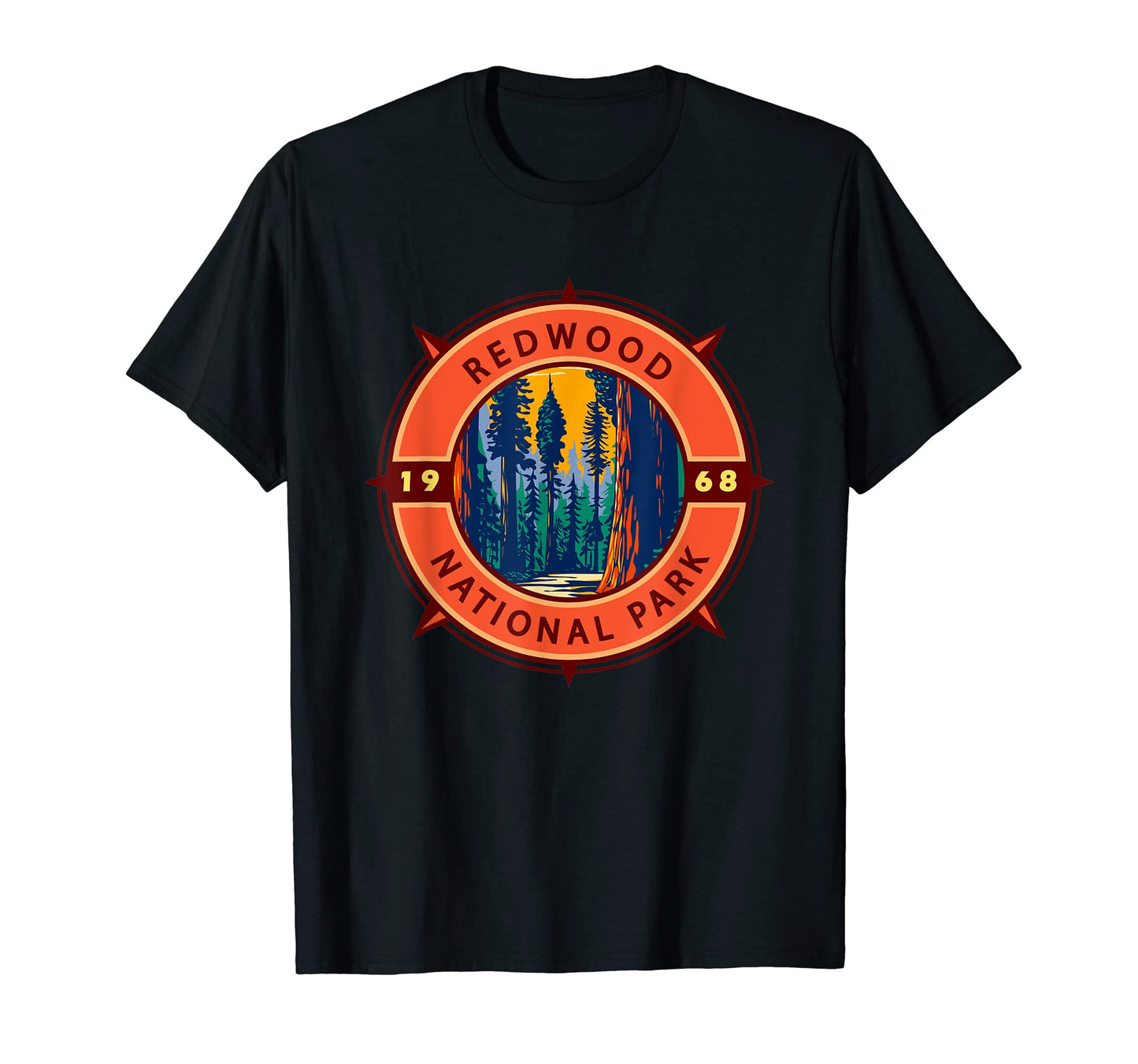 Redwood National Park Compass Emblem T-Shirt - Novelty Apparel for Adults - T-Shirt, Sweatshirt, Hoodie