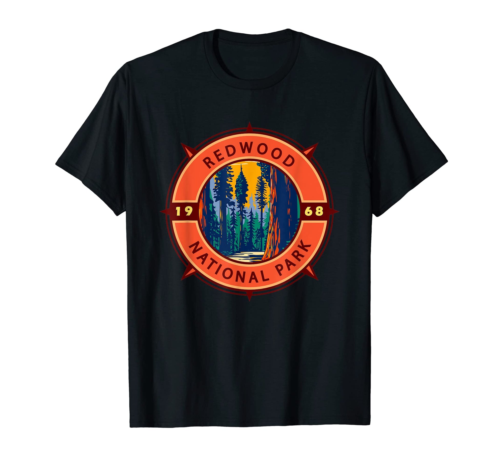 Redwood National Park Compass Emblem T-Shirt - Novelty Apparel for Adults - T-Shirt, Sweatshirt, Hoodie