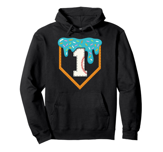 Baseball Drip 1St Birthday 1 Year Old Hoodie - Unique Graphic for Adults - T-Shirt, Sweatshirt, Hoodie