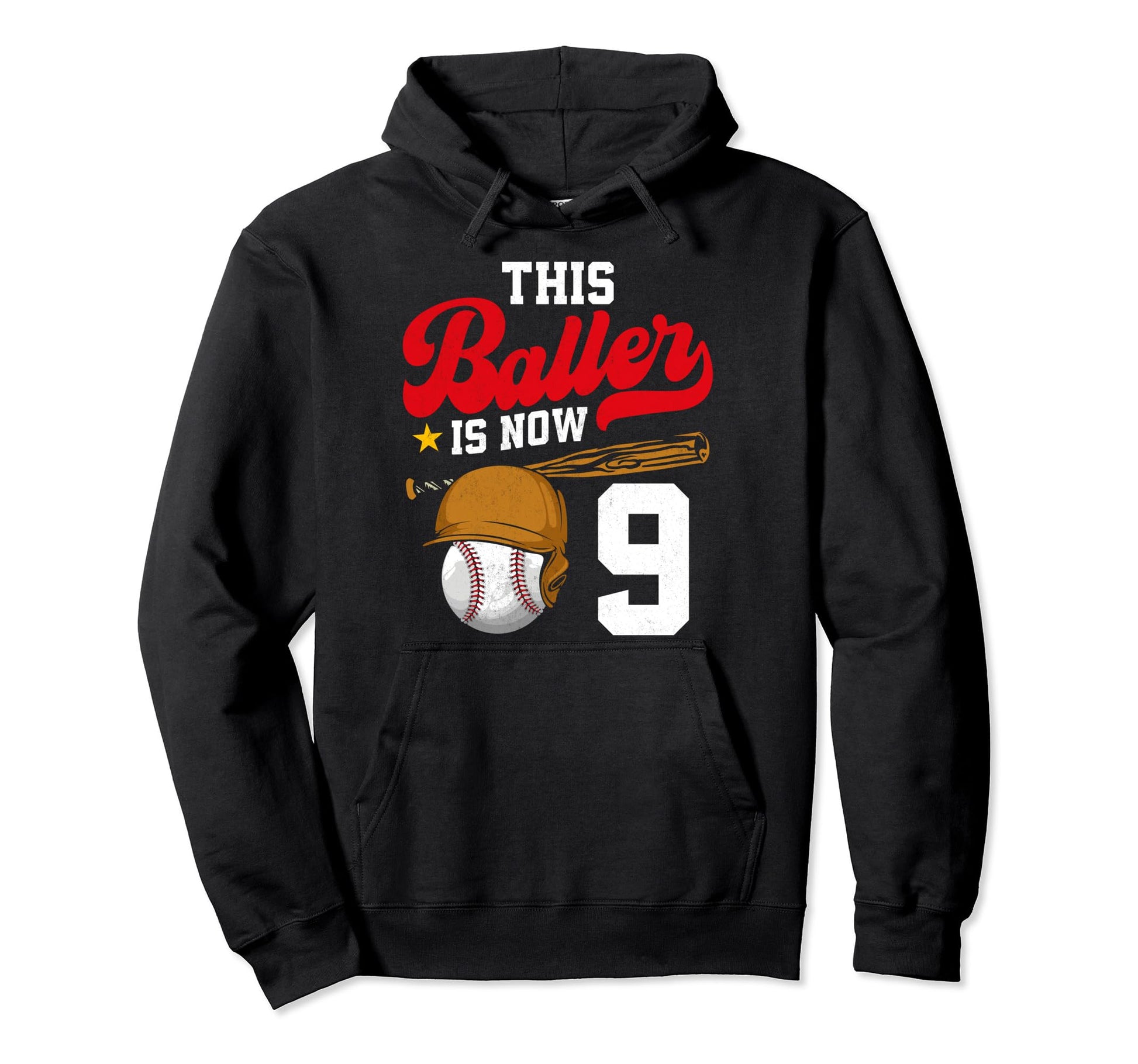 This Baller Is 9 Ball Baseball Hoodie - Fun Novelty Design for Adults - T-Shirt, Sweatshirt, Hoodie