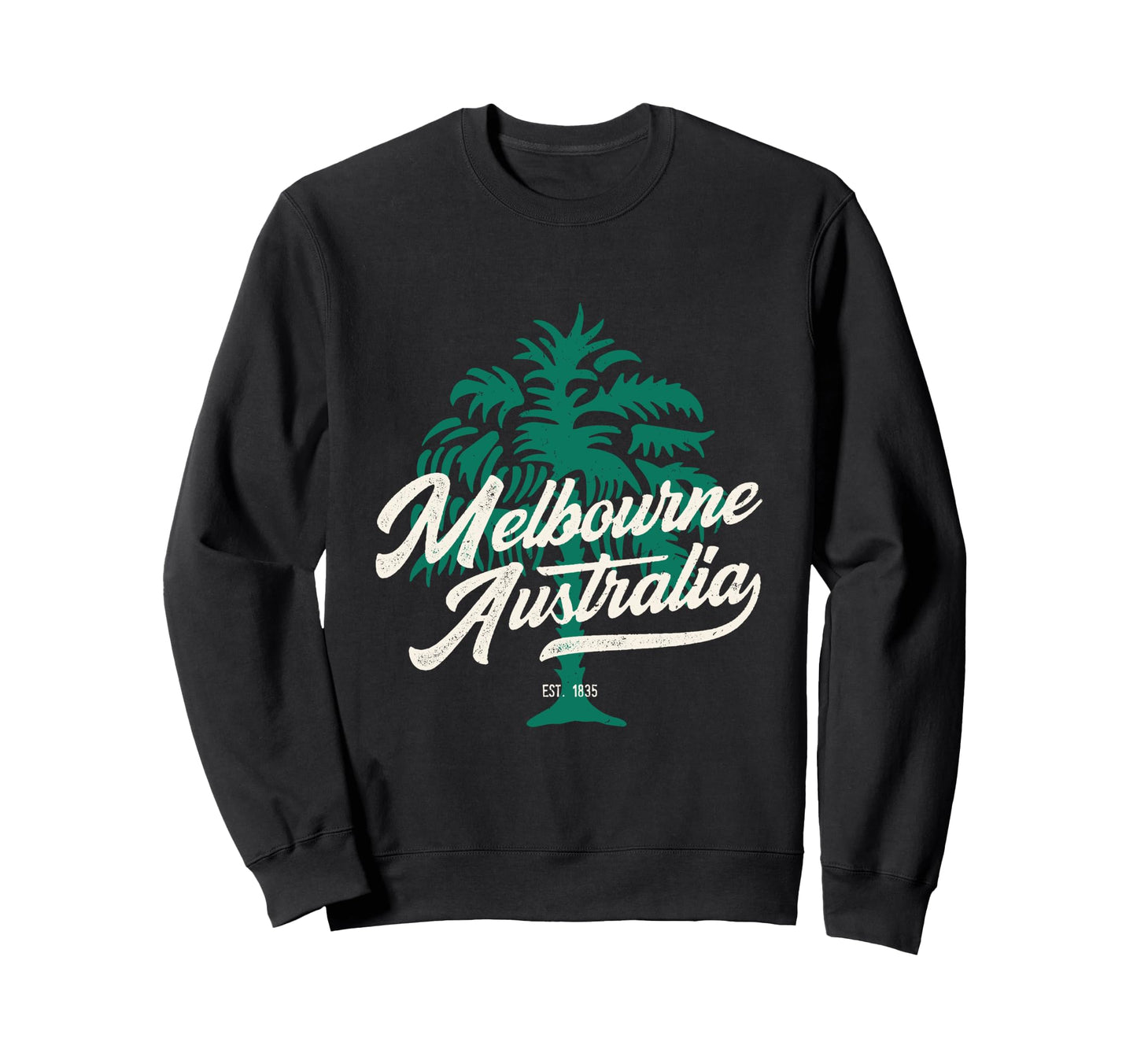 Palm Tree Typography Melbourne Sweatshirt - Custom Art Print for Adults - T-Shirt, Sweatshirt, Hoodie