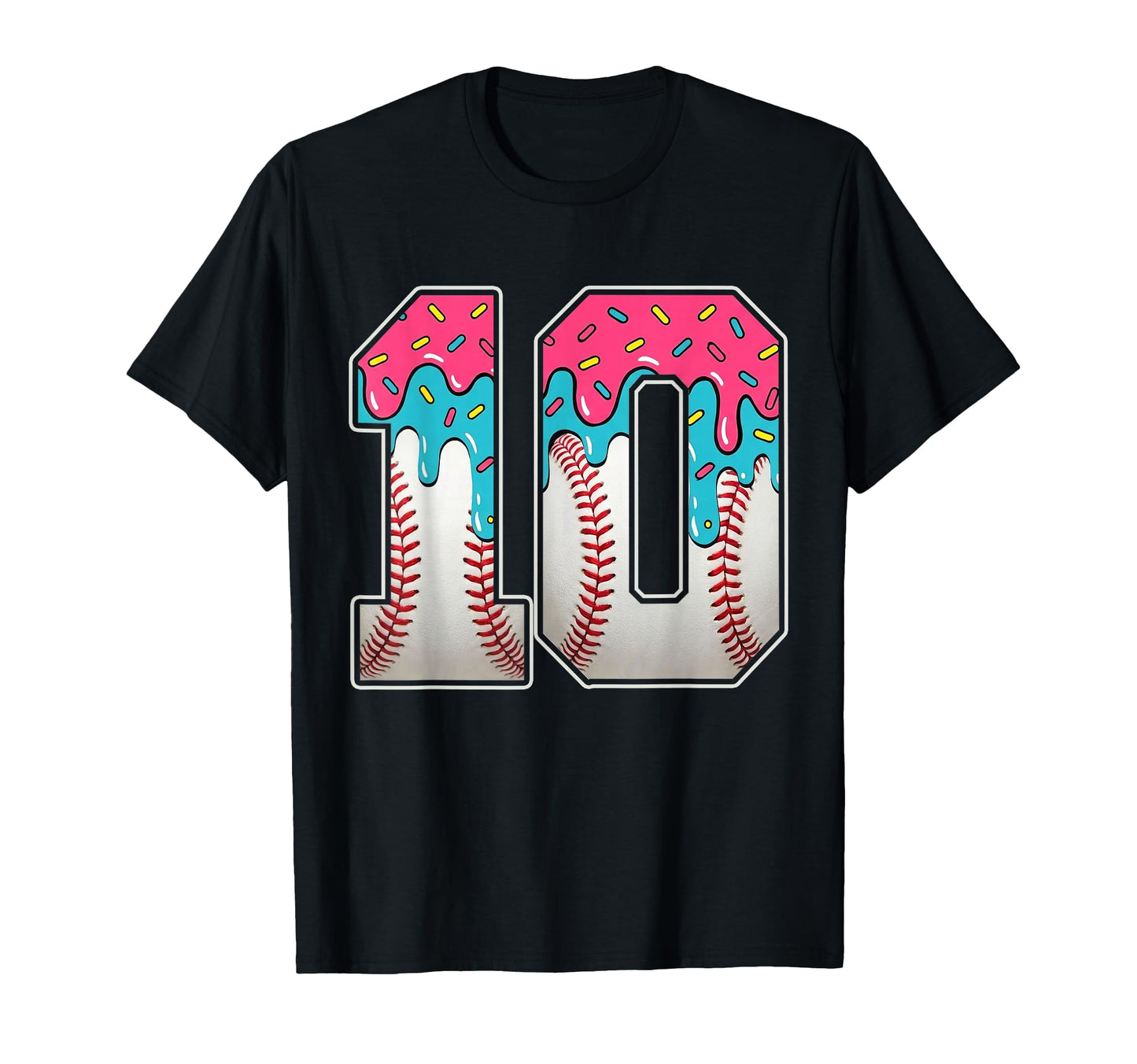 10Th Birthday Baseball Ice Cream Drip T-Shirt - Streetwear Style Men Women - T-Shirt, Sweatshirt, Hoodie