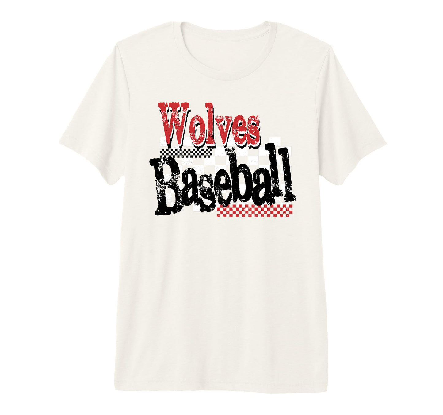 Wolves Checkered Baseball Mom Game T-Shirt - Custom Art Print for Adults - T-Shirt, Sweatshirt, Hoodie