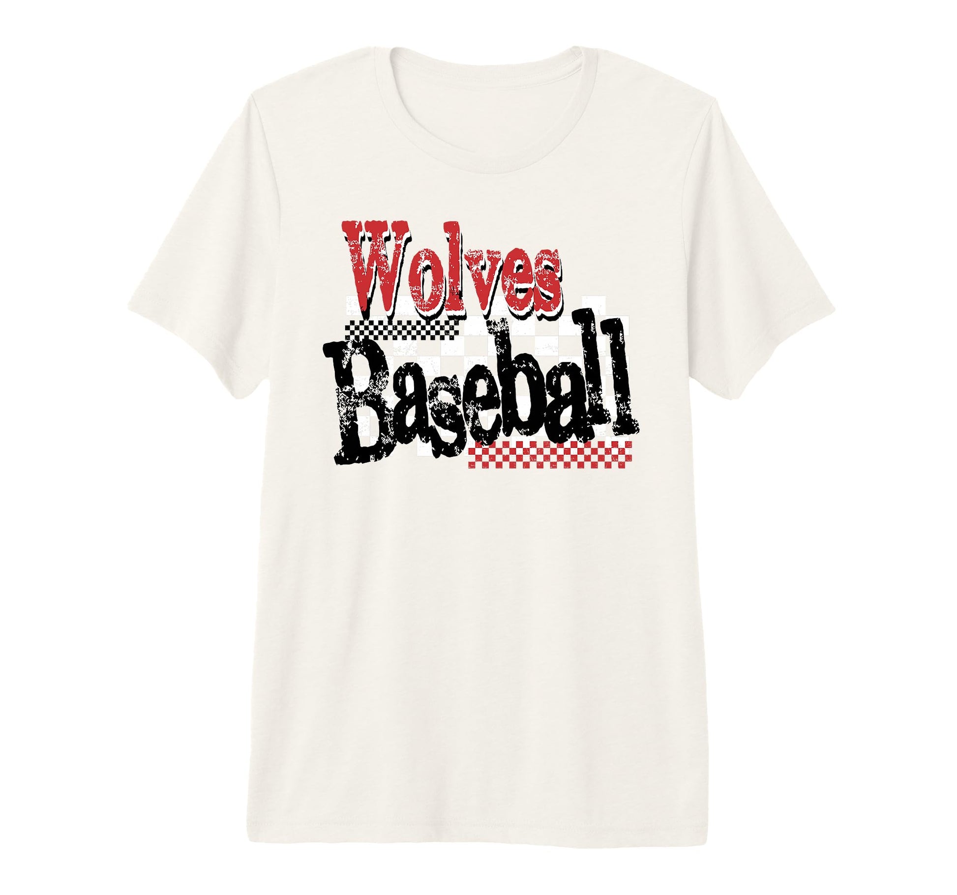 Wolves Checkered Baseball Mom Game T-Shirt - Custom Art Print for Adults - T-Shirt, Sweatshirt, Hoodie