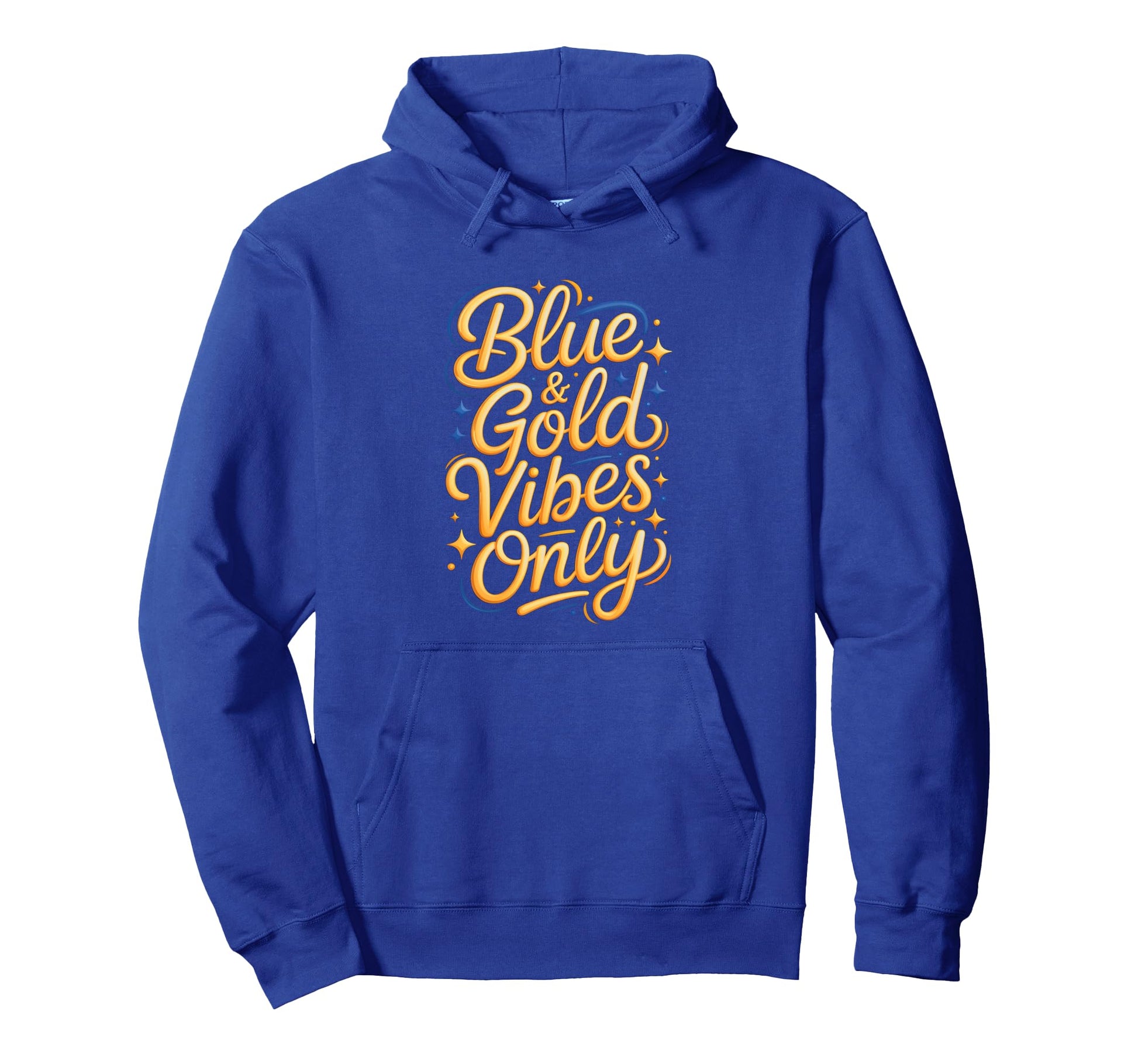 Bruh Blue Gold Vibes Only Competition Hoodie - Minimalist Print for Adults - T-Shirt, Sweatshirt, Hoodie