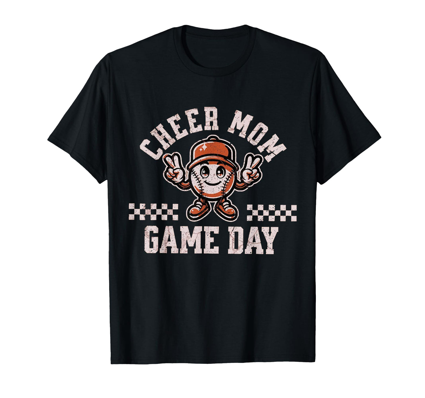 Checkered Cheer Mom Game Day Baseball T-Shirt - Trendy Graphic for Adults - T-Shirt, Sweatshirt, Hoodie