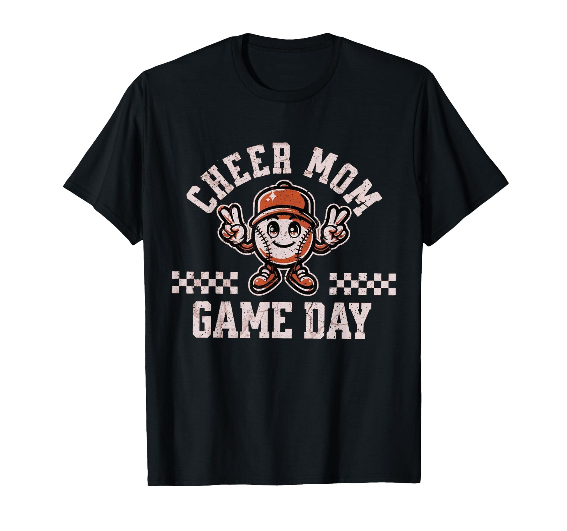 Checkered Cheer Mom Game Day Baseball T-Shirt - Trendy Graphic for Adults - T-Shirt, Sweatshirt, Hoodie