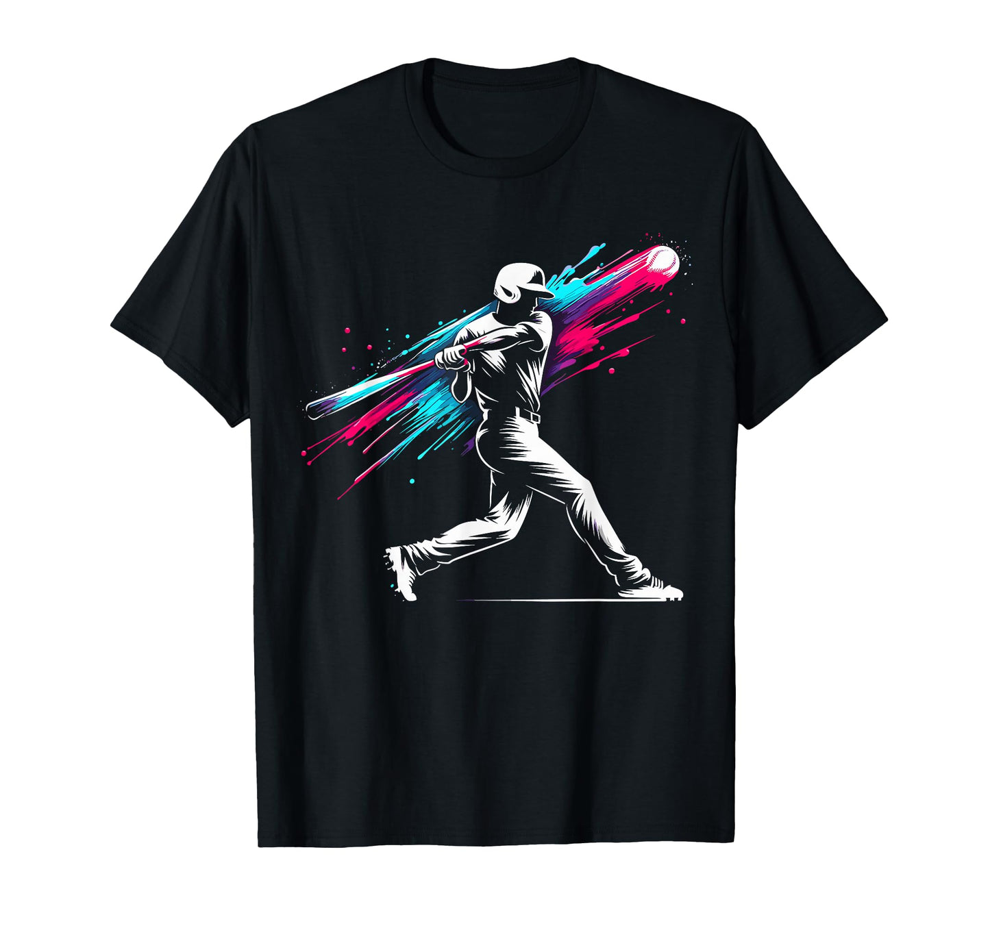 Colorful Baseball Player Drip T-Shirt - Minimalist Print for Adults - T-Shirt, Sweatshirt, Hoodie