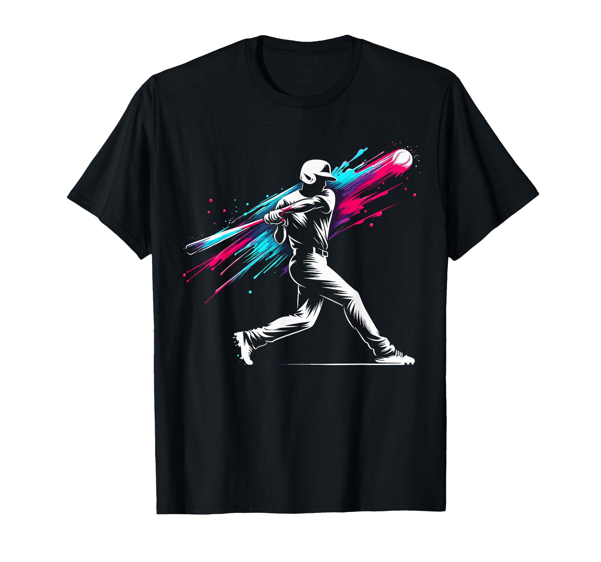 Colorful Baseball Player Drip T-Shirt - Minimalist Print for Adults - T-Shirt, Sweatshirt, Hoodie